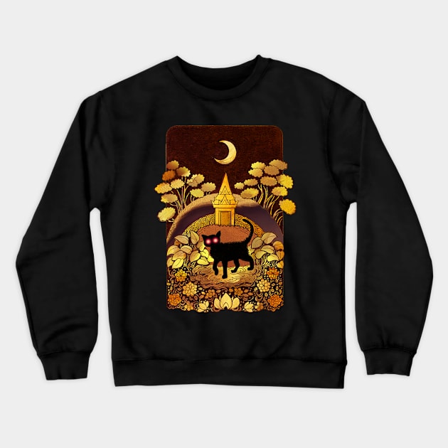 Black Cat Curse Crewneck Sweatshirt by Alex KUJAWA